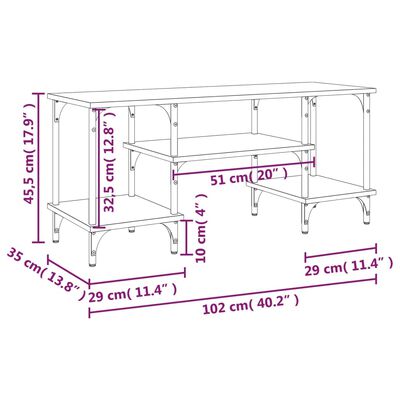 vidaXL TV skapītis, ozolkoka krāsa, 102x35,5x47,5cm, inženierijas koks