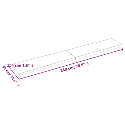 vidaXL vannasistabas letes virsma 180x30x(2-4)cm apstrādāts masīvkoks