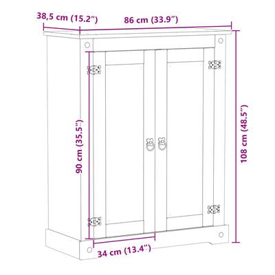 vidaXL apavu skapītis Corona, 86x38,5x108 cm, priedes masīvkoks