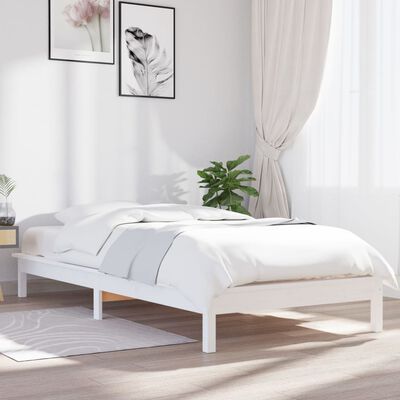 vidaXL gultas rāmis, balts, 90x190 cm, priedes masīvkoks, vienvietīgs