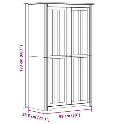 vidaXL skapis BODO, balts, 99x53,5x173 cm, priedes masīvkoks