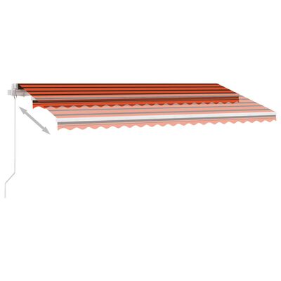 vidaXL izvelkama markīze ar LED, 450x350 cm, oranža un brūna