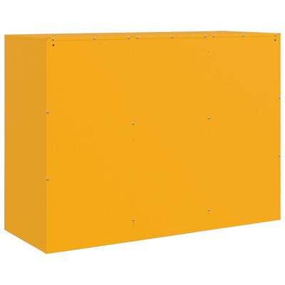 vidaXL kumode, sinepju dzeltena, 99x39x73 cm, tērauds