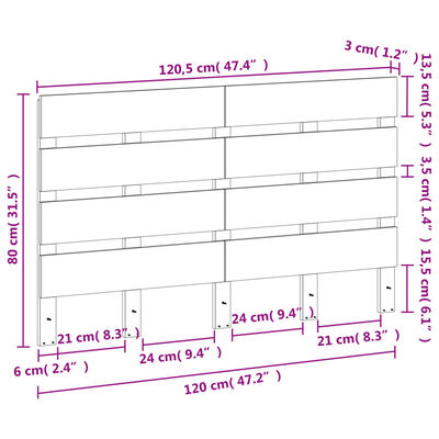 vidaXL galvgalis, vaska brūns, 120 cm, priedes masīvkoks