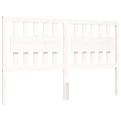 vidaXL gultas rāmis ar galvgali, 160x200 cm, masīvkoks, balts