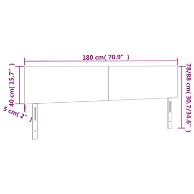 vidaXL gultas galvgalis ar LED, 180x5x78/88 cm, tumši zils samts