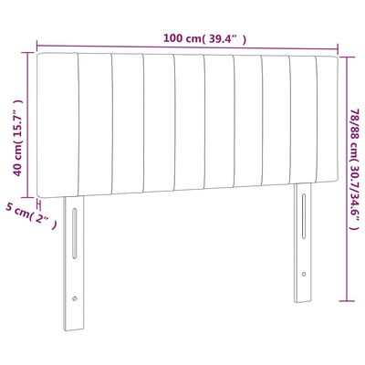 vidaXL gultas galvgalis ar LED, 100x5x78/88 cm, melns samts