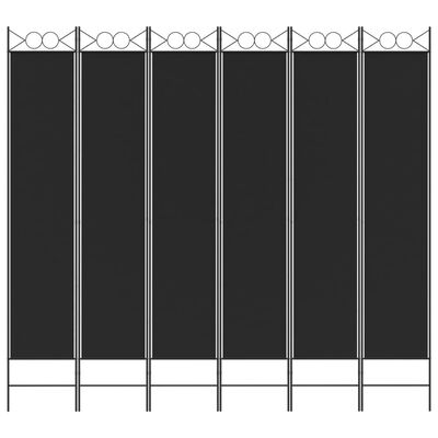 vidaXL 6-paneļu istabas aizslietnis, 240x220 cm, melns audums