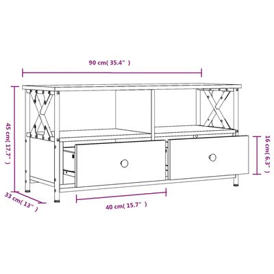 vidaXL TV skapītis, 90x33x45 cm, inženierijas koks, dzelzs, melns