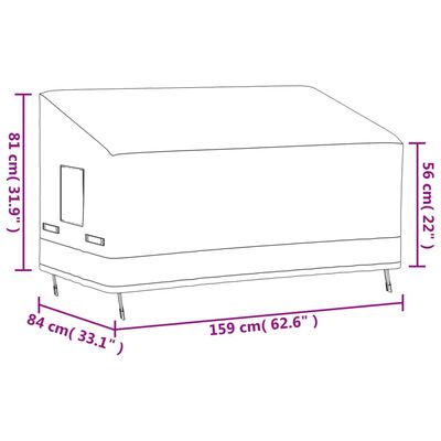 vidaXL trīsvietīga sola pārsegi, 2 gab., 159x84x56/81 cm, 420D audums