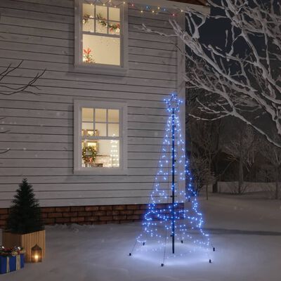 vidaXL Ziemassvētku egle ar pīķi, 200 zilas LED, 180 cm