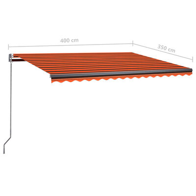 vidaXL izvelkama markīze, LED, vēja sensors, oranži brūna, 400x350 cm