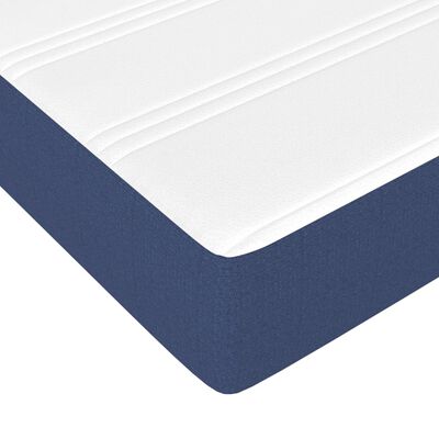 vidaXL atsperu gultas rāmis ar matraci, zils audums, 200x200 cm