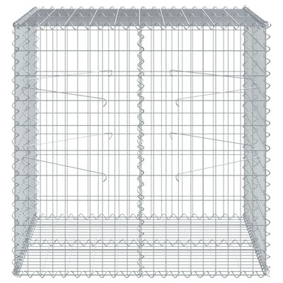 vidaXL gabiona grozs ar vāku, 100x100x100 cm, cinkota dzelzs