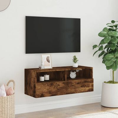 vidaXL TV sienas skapītis, koka krāsa, 80x30x30 cm, inženierijas koks