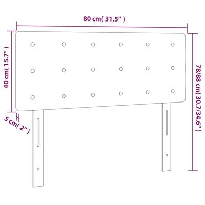 vidaXL gultas galvgalis ar LED, 80x5x78/88 cm, gaiši pelēks audums