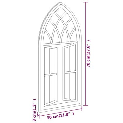 vidaXL dārza spogulis, melns, 70x30 cm, dzelzs, izmantošanai ārā