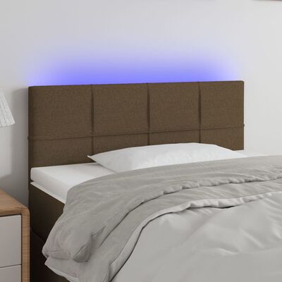 vidaXL gultas galvgalis ar LED, 90x5x78/88 cm, tumši brūns audums