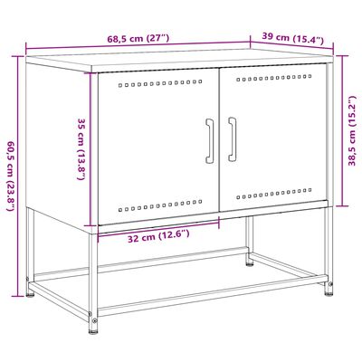 vidaXL TV skapītis, 68,5x39x60,5 cm, tērauds, olīvu zaļš