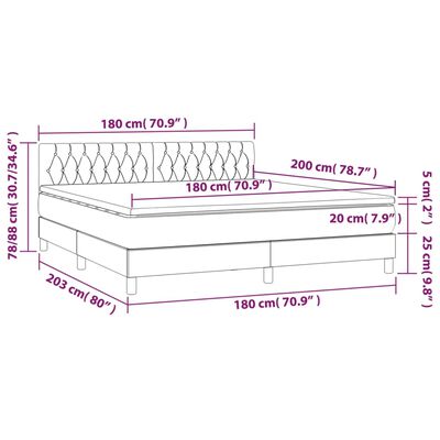 vidaXL atsperu gulta ar matraci, LED, zils audums, 180x200 cm