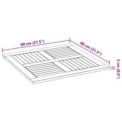 vidaXL galda virsma, 80x80x2,2 cm, taisnstūra, kvadrāta forma