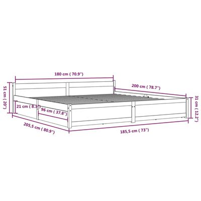 vidaXL gultas rāmis ar atvilktnēm, melns, 180x200 cm, divvietīgs