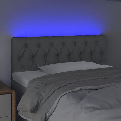 vidaXL gultas galvgalis ar LED, 90x7x78/88 cm, gaiši pelēks audums