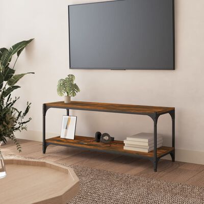 vidaXL TV galdiņš, koka krāsa, 100x33x41cm, inženierijas koks, tērauds