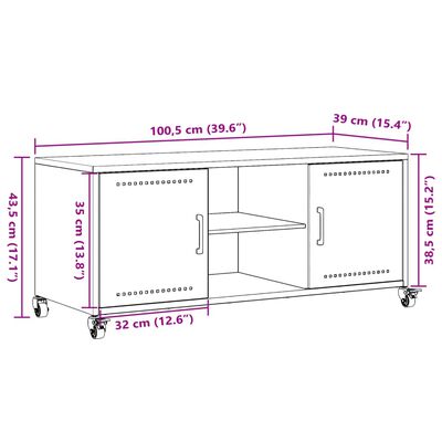 vidaXL TV skapītis, rozā, 100,5x39x43,5 cm, auksti velmēts tērauds