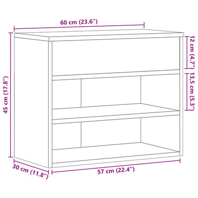 vidaXL apavu plaukts, melns, 60x30x45 cm, inženierijas koks