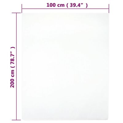 vidaXL palags ar gumiju, balts, 100x200 cm, kokvilna