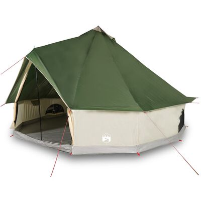 vidaXL ģimenes telts, tipi, 10 personām, zaļa, ūdensnecaurlaidīga
