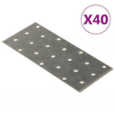 vidaXL perforētas plāksnes, 40 gab., 2 mm, 140x60 mm, cinkots tērauds