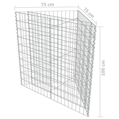 vidaXL gabions, augstā puķu kaste, cinkots tērauds, 75x75x100 cm