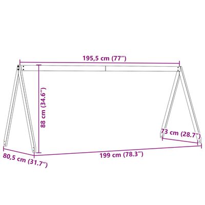 vidaXL bērnu gultas jumts, balts, 199x80,5x88 cm, priedes masīvkoks