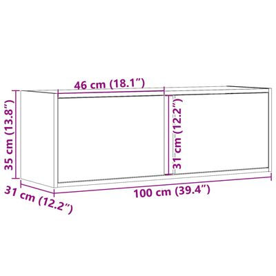 vidaXL TV sienas skapītis ar LED lampiņām, betona pelēks, 100x31x35 cm