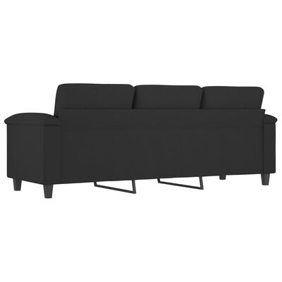 vidaXL trīsvietīgs dīvāns, melns mikrošķiedras audums, 180 cm
