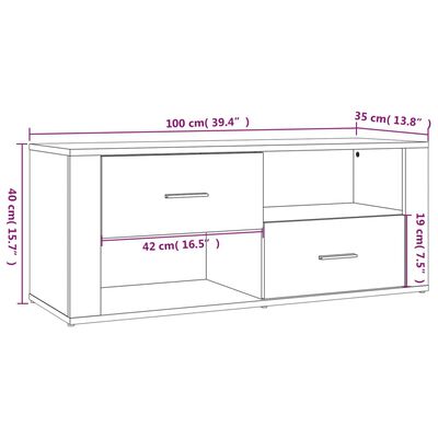 vidaXL TV skapītis, spīdīgi balts, 100x35x40 cm, inženierijas koks