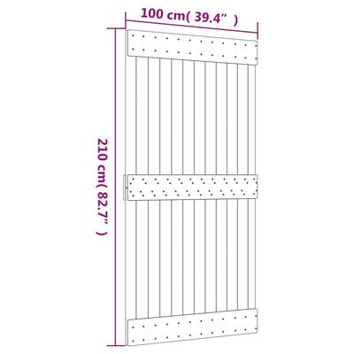 vidaXL bīdāmās durvis ar stiprinājumiem, 100x210 cm, priedes masīvkoks