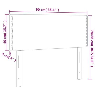 vidaXL gultas galvgalis, 90x5x78/88 cm, gaiši pelēks audums