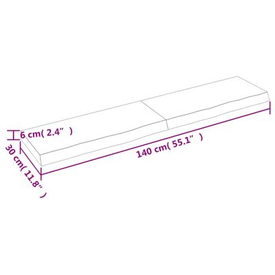 vidaXL vannasistabas letes virsma 140x30x(2-6)cm apstrādāts masīvkoks