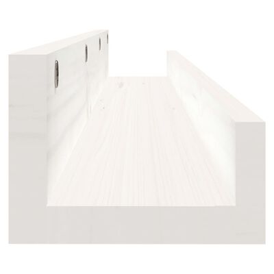vidaXL sienas plaukti, 2 gab., balti, 80x12x9 cm, priedes masīvkoks