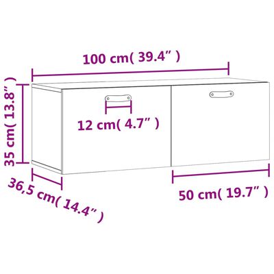 vidaXL sienas skapītis, melns, 100x36,5x35 cm, inženierijas koks