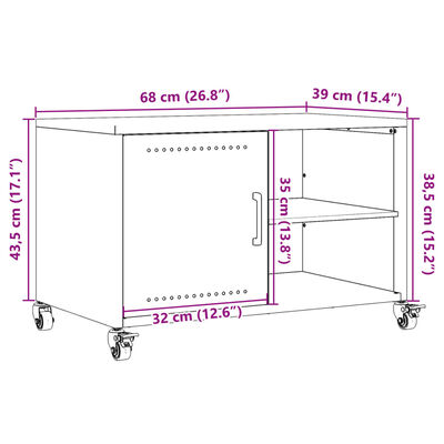 vidaXL TV skapītis, pelēks, 68x39x43,5 cm, auksti velmēts tērauds