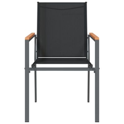 vidaXL dārza krēsli, 4 gab., 55x61,5x90 cm, tekstilēns, tērauds, melni