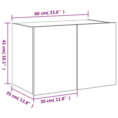 vidaXL TV plaukti ar LED lampiņām, 60x35x41 cm, brūna ozolkoka