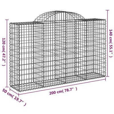 vidaXL arkveida gabiona grozi, 10gb., 200x50x120/140cm, cinkota dzelzs