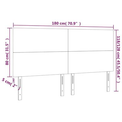 vidaXL gultas galvgalis ar LED, 180x5x118/128 cm, melns mākslīgā āda