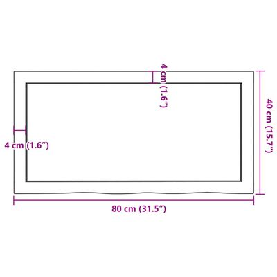 vidaXL vannasistabas virsma, tumši brūna, 80x40x(2-6)cm, masīvkoks