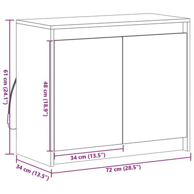 vidaXL kumode ar LED, ozolkoka krāsa, 72x34x61 cm, inženierijas koks